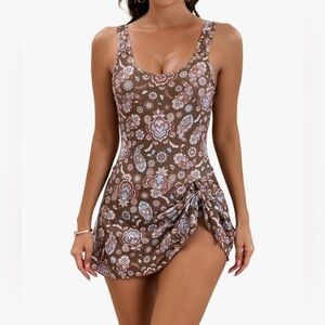 Brown Paisley Women's Swim Dress
